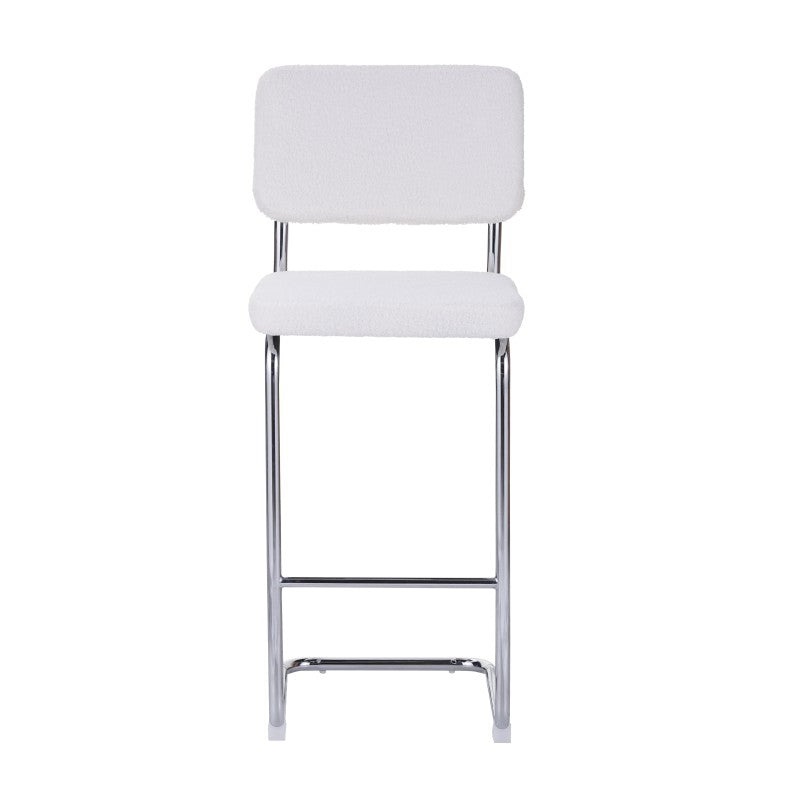 Lot de 2 tabourets de bar JACK tissu bouclette blanc H75 cm