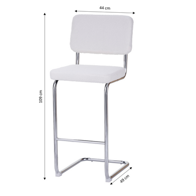 Lot de 2 tabourets de bar JACK tissu bouclette blanc H75 cm