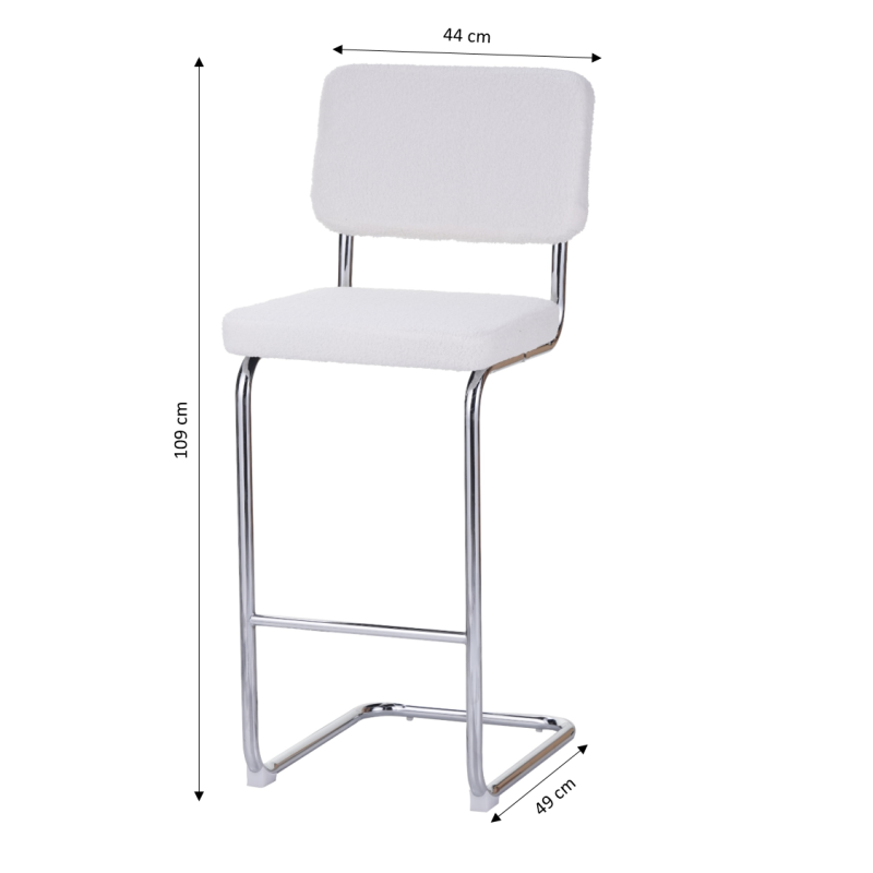 Lot de 2 tabourets de bar JACK tissu bouclette blanc H75 cm