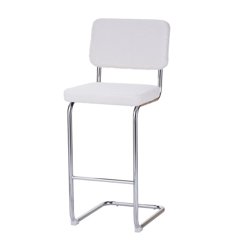 Lot de 2 tabourets de bar JACK tissu bouclette blanc H75 cm