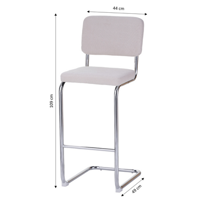 Lot de 2 tabourets de bar JACK velours côtelé beige H75 cm