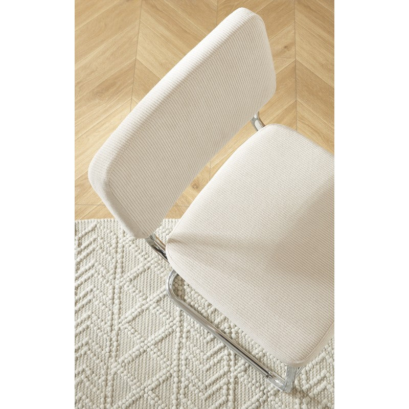 Lot de 2 tabourets de bar JACK velours côtelé beige H75 cm