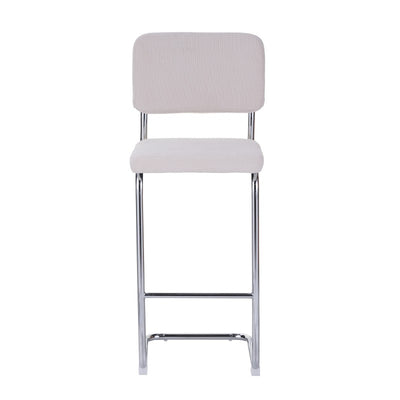 Lot de 2 tabourets de bar JACK velours côtelé beige H75 cm