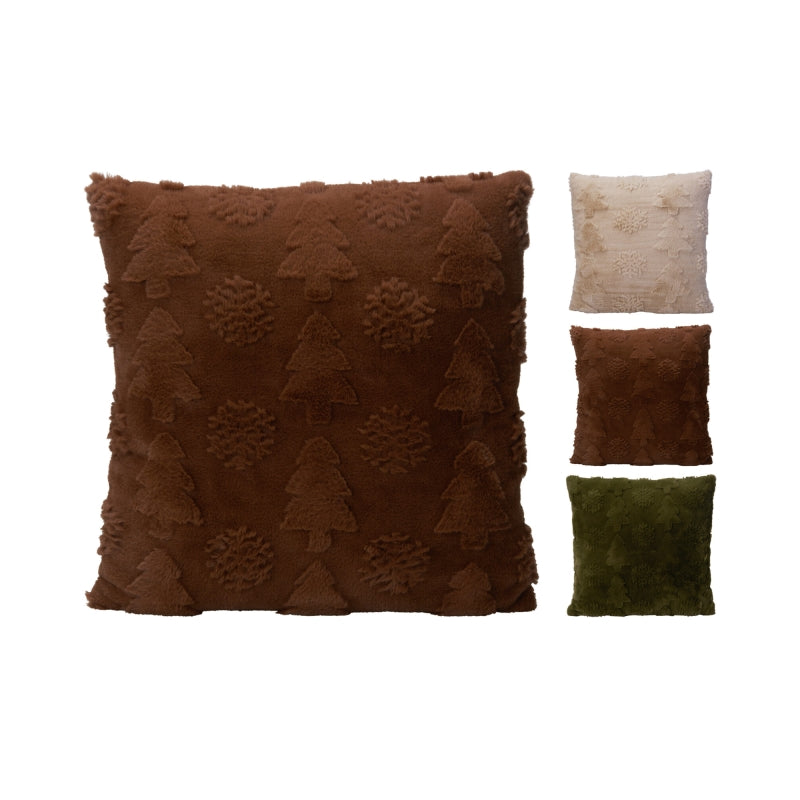 Lot de 3 coussins 45x45cm fausse fourrure jacquard et velours, décoration salon