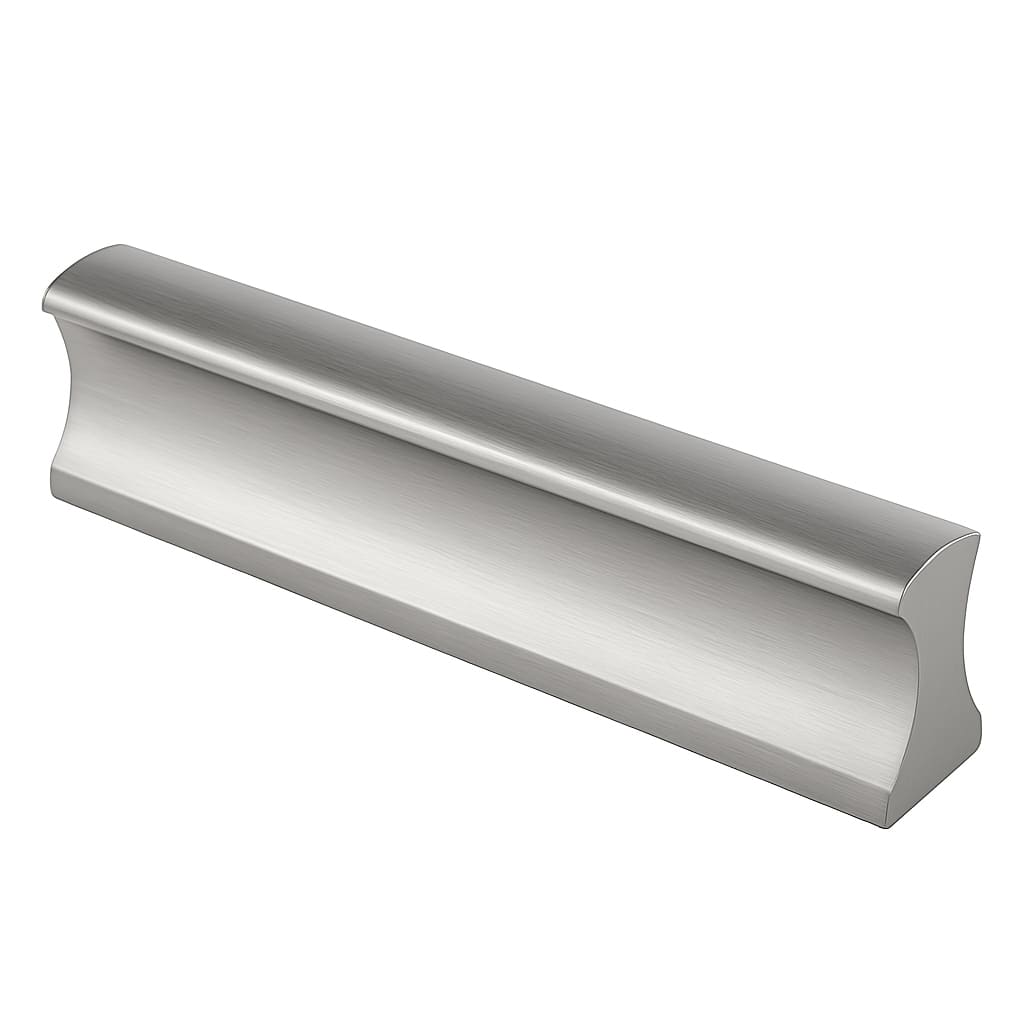 Poignée de meuble cuisine 80mm en métal argent, finition contemporaine sur mesure