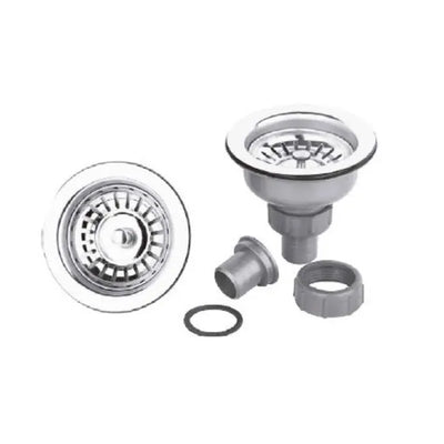 Évier encastrable : 1 cuve 1 égouttoir 80x48 cm inox avec bonde trop-plein et siphon