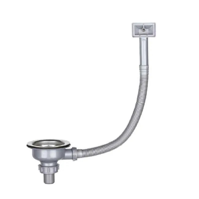 Évier encastrable : 1 cuve 1 égouttoir 80x48 cm inox avec bonde trop-plein et siphon