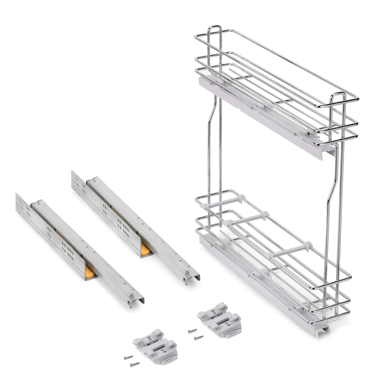 Porte-bouteilles latéral extractible 400mm pour module cuisine étroit, fermeture amortie