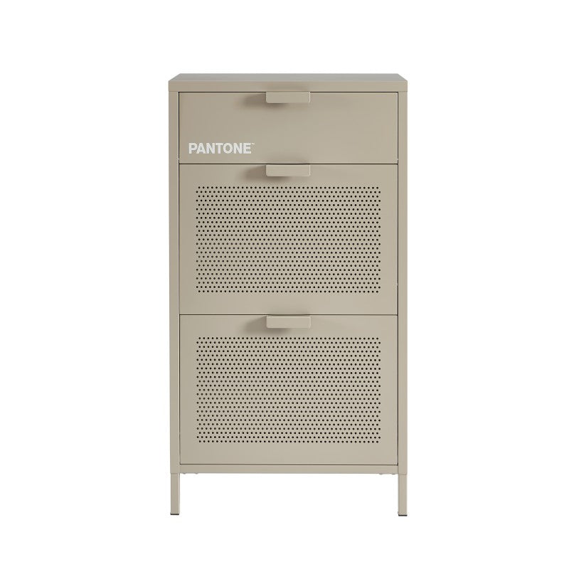 Meuble à chaussures 3 portes métal taupe PANTONE, rangement entrée design