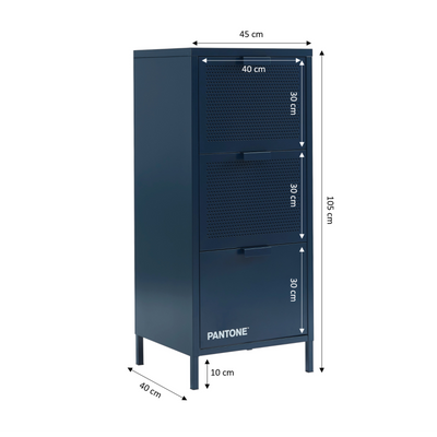 Caisson de bureau PANTONE métal bleu nuit 3 tiroirs h105cm