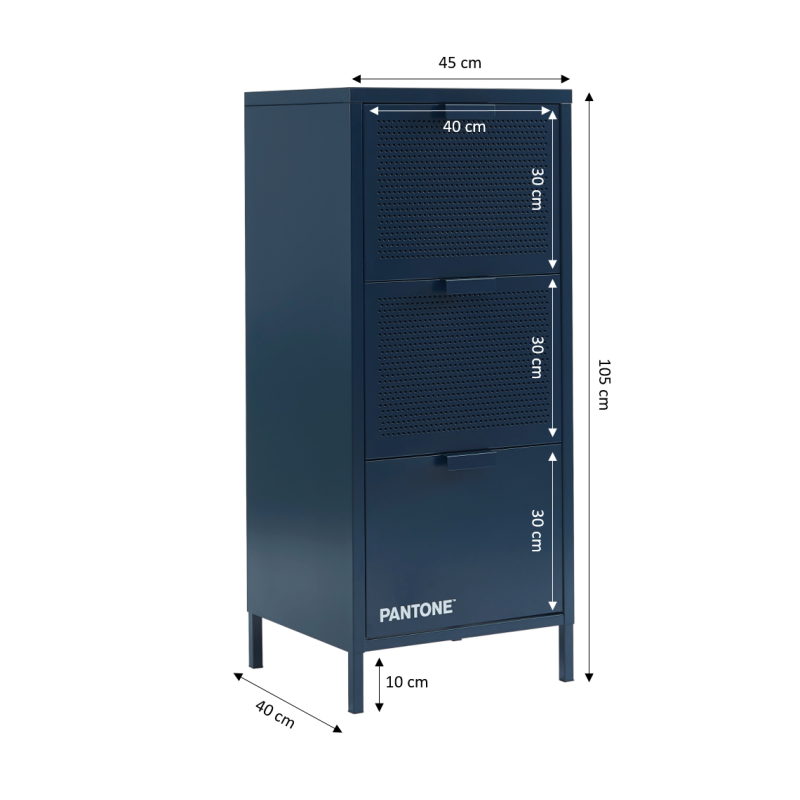Caisson de bureau PANTONE métal bleu nuit 3 tiroirs h105cm