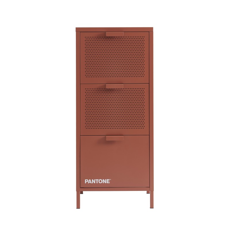 Caisson de bureau métal terracotta 3 tiroirs h105cm finition époxy mat, style industriel