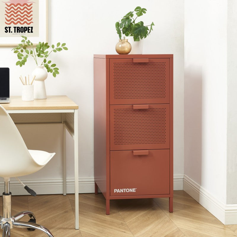 Caisson de bureau PANTONE métal terracotta 3 tiroirs h105cm