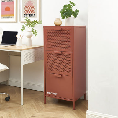 Caisson de bureau PANTONE métal terracotta 3 tiroirs h105cm