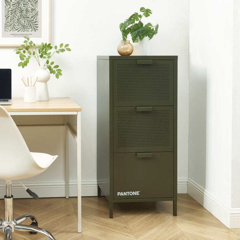 Caisson de bureau PANTONE métal vert olive h105cm