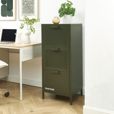 Caisson de bureau PANTONE métal vert olive h105cm