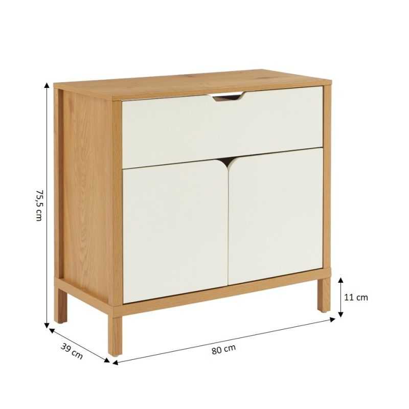 Meuble sous vasque KILDA effet chêne et portes blanches 80cm