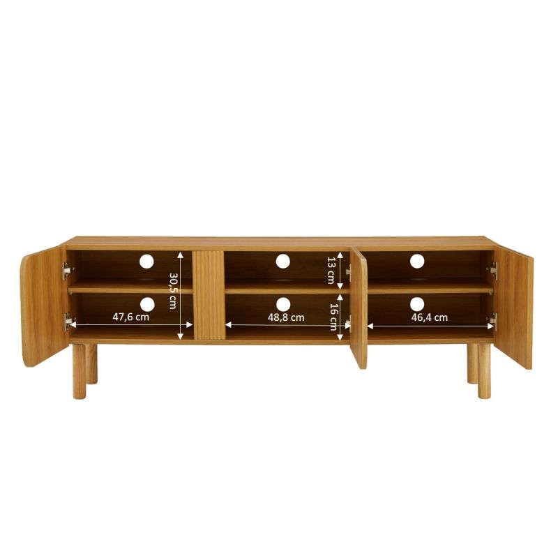 Meuble TV BRAGA effet chêne 3 portes 150cm