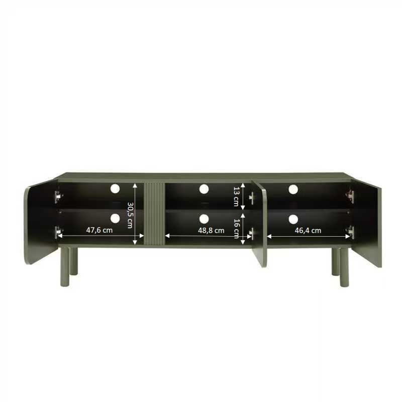 Meuble TV BRAGA vert 3 portes 150cm