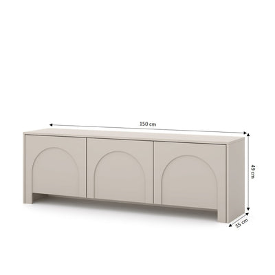 Meuble TV EDDA coloris cachemire 3 portes 150cm