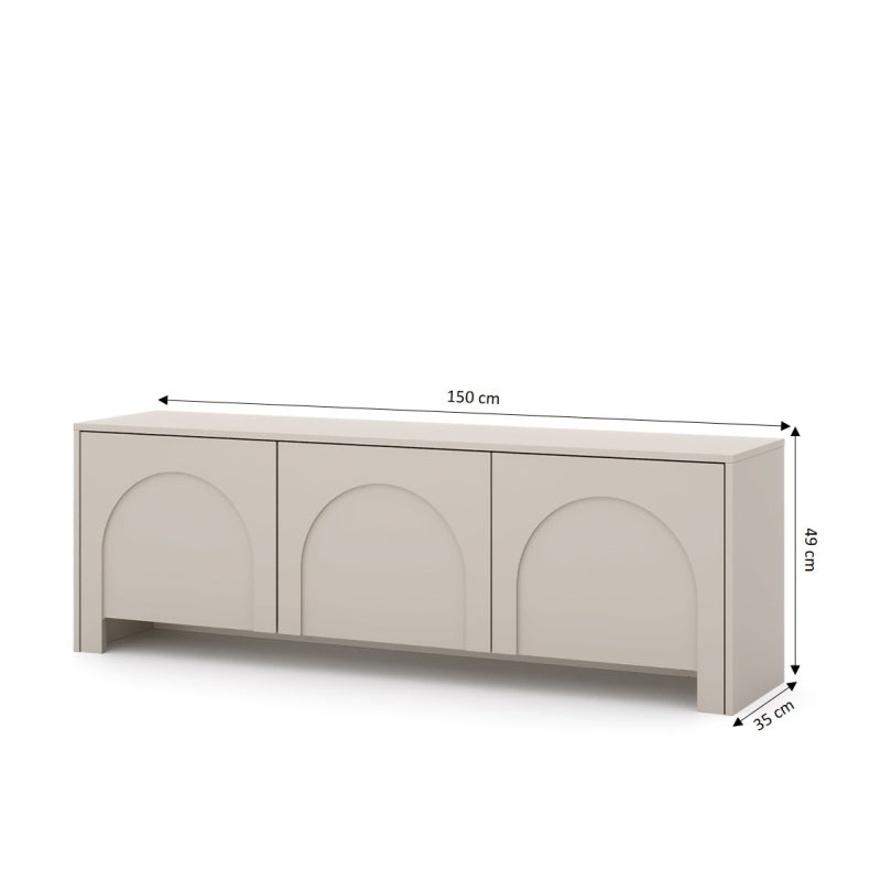 Meuble TV EDDA coloris cachemire 3 portes 150cm