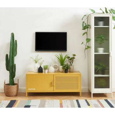 Meuble TV PANTONE en métal jaune moutarde 120cm