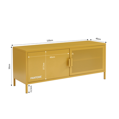 Meuble TV PANTONE en métal jaune moutarde 120cm