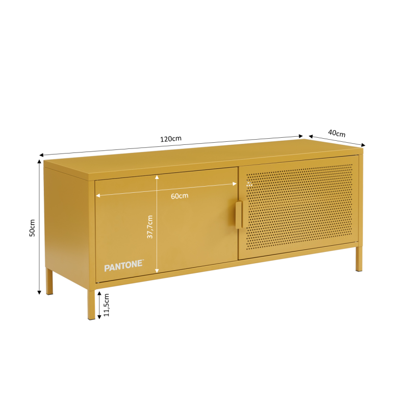 Meuble TV PANTONE en métal jaune moutarde 120cm
