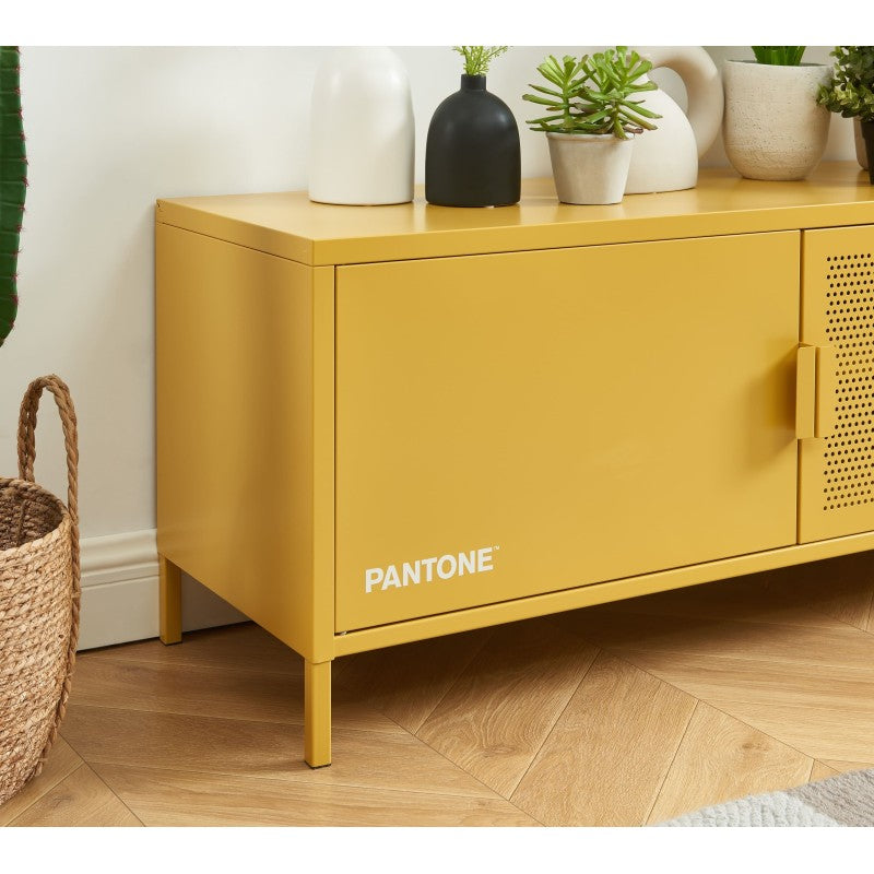 Meuble TV PANTONE en métal jaune moutarde 120cm