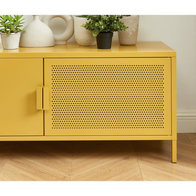 Meuble TV PANTONE en métal jaune moutarde 120cm