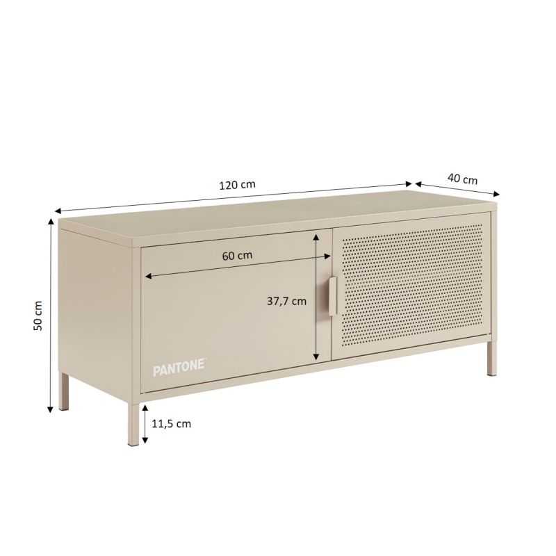 Meuble TV PANTONE métal taupe 120cm