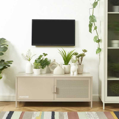 Meuble TV PANTONE métal taupe 120cm