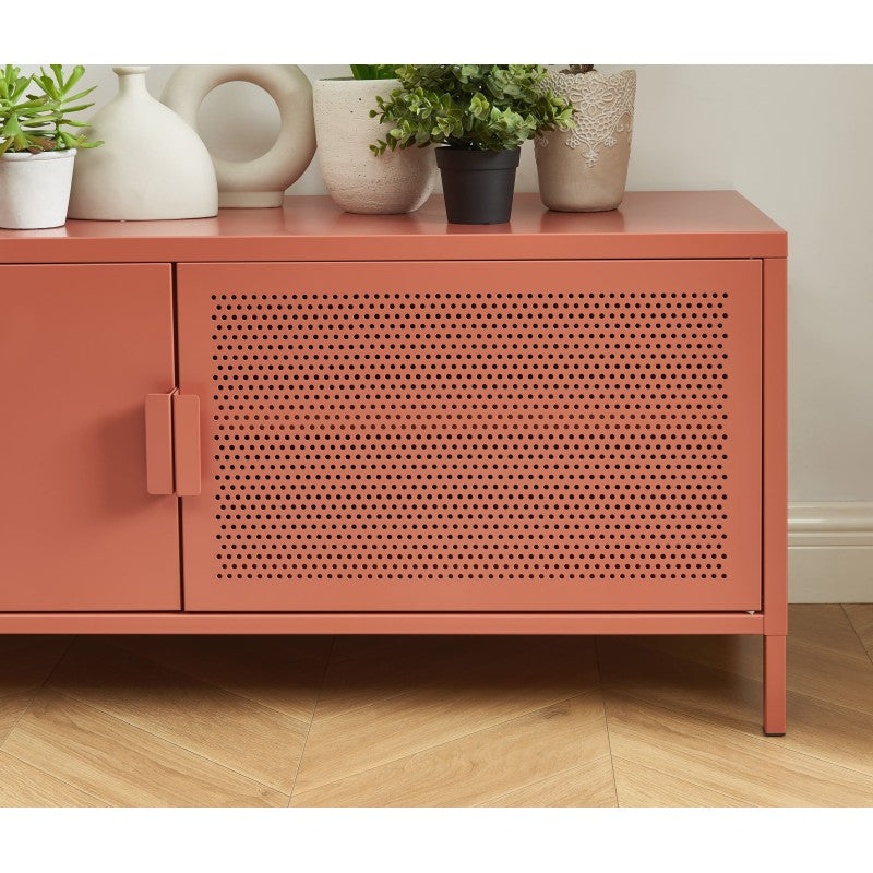 Meuble TV PANTONE en métal terracotta 120cm
