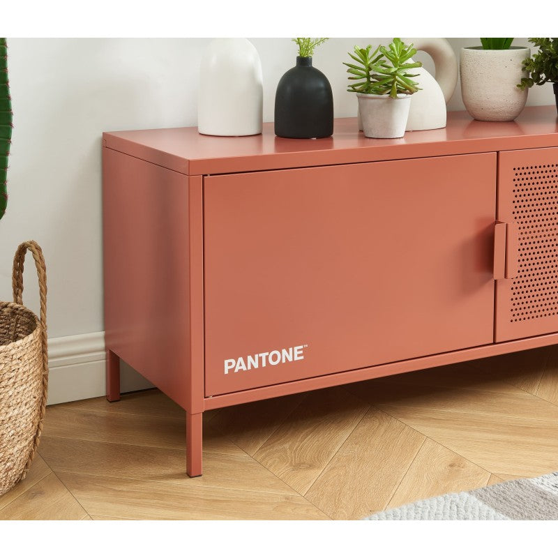 Meuble TV PANTONE en métal terracotta 120cm