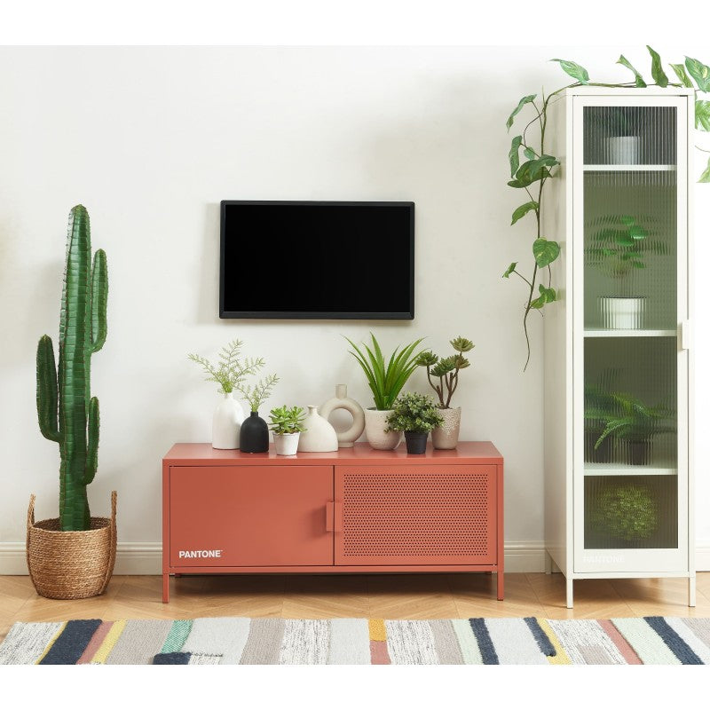Meuble TV PANTONE en métal terracotta 120cm