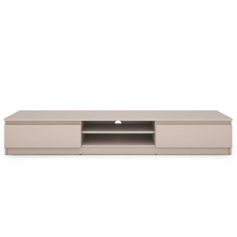 Meuble TV 175cm 2 portes coloris cachemire mélaminé, design sobre et épuré
