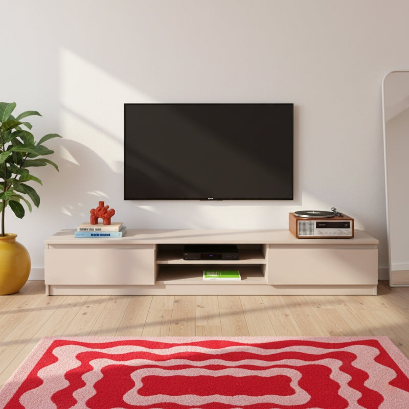 Meuble TV SNORRI cachemire 2 portes 175cm