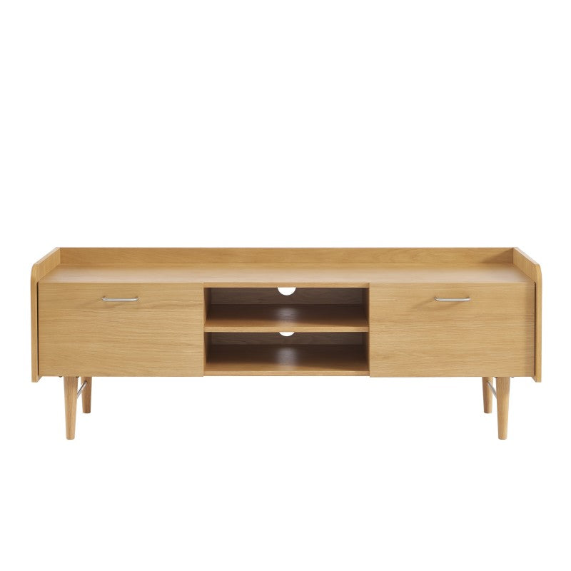 Meuble TV en placage chêne 150x53cm, design épuré pour salon contemporain