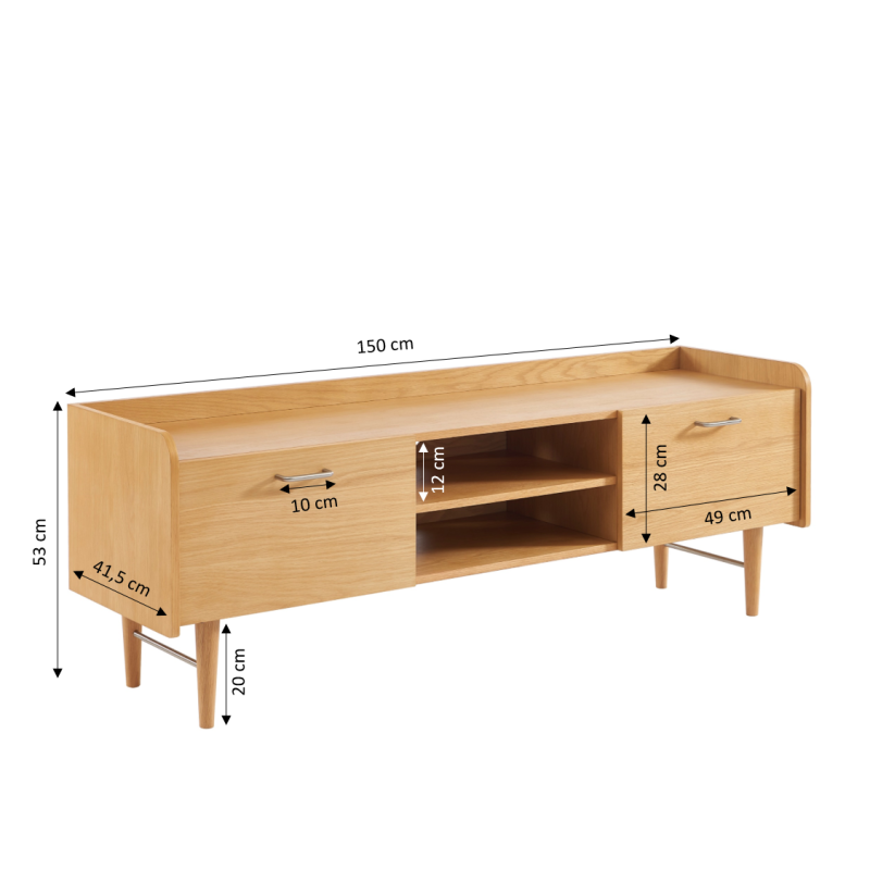 Meuble TV TWIGGY placage chêne 150x53cm