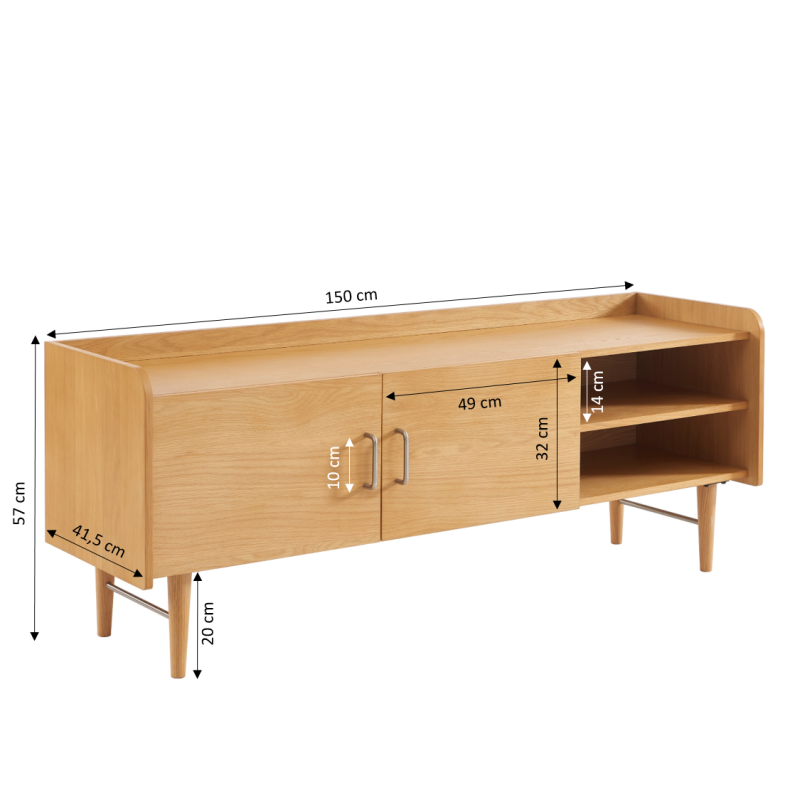 Meuble TV TWIGGY placage chêne 150x57cm