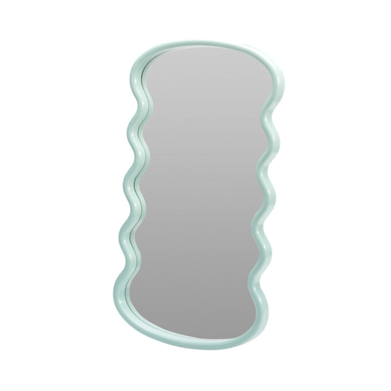 Miroir mural ODY 55x30cm bleu aux contours organiques ondulés, décoration contemporaine