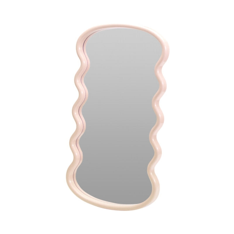 Miroir mural ODY 55x30cm rose aux contours ondulés, décoration murale design organique