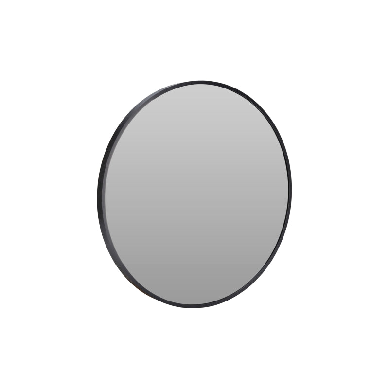 Miroir mural rond 50cm contour noir, décoration intemporelle style contemporain