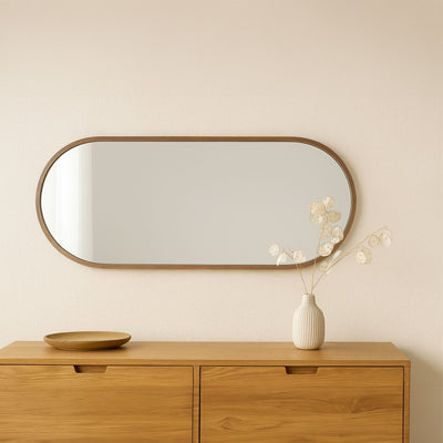Miroir mural ADI 30x60cm contour bois foncé