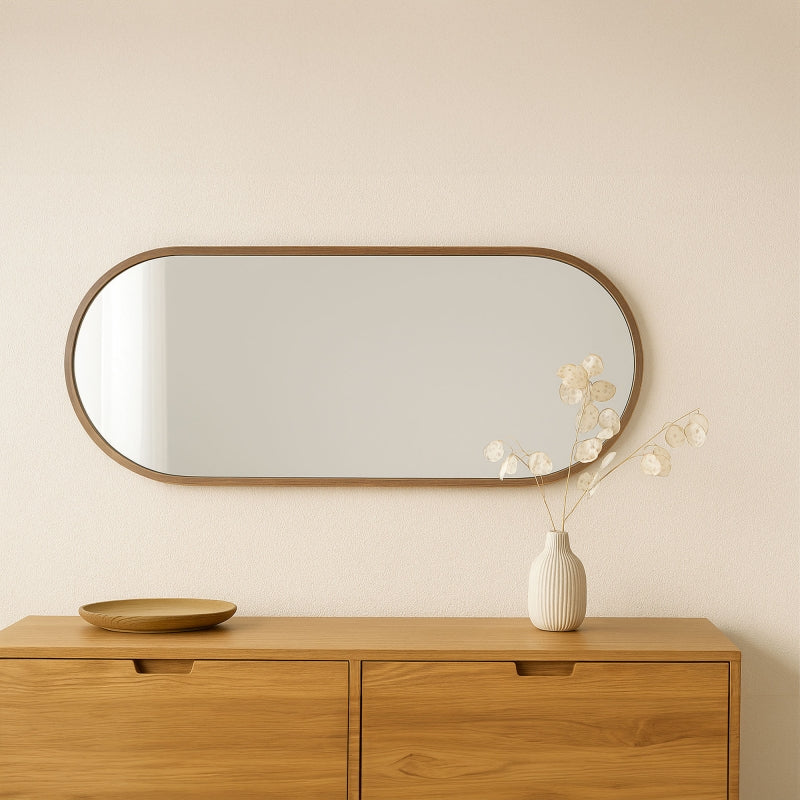Miroir mural ADI 30x60cm contour bois foncé