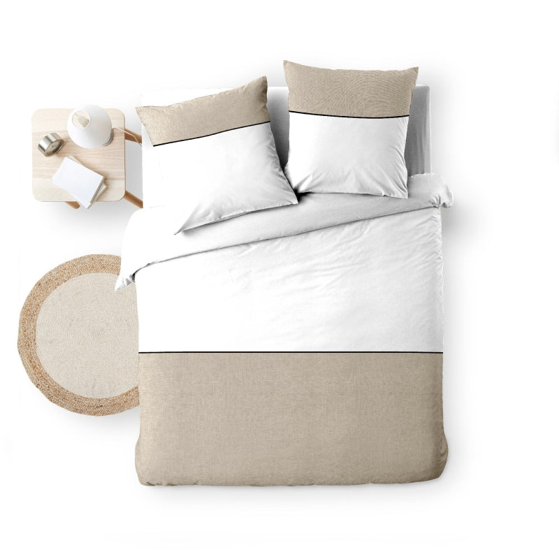Parure de couette blanche 240x220 cm 3 pièces, housse et taies d'oreiller assorties