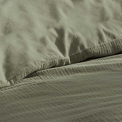 Parure de couette GUSTA gaze de coton kaki 240x220 cm (3 pièces)
