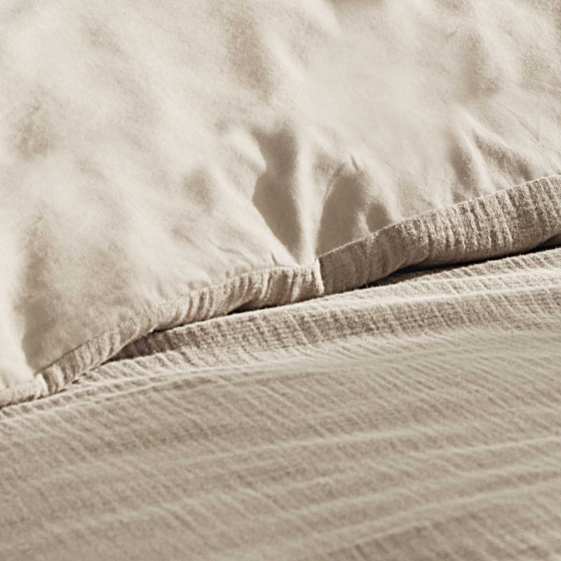 Parure de couette GUSTA gaze de coton sable 240x220 cm (3 pièces)