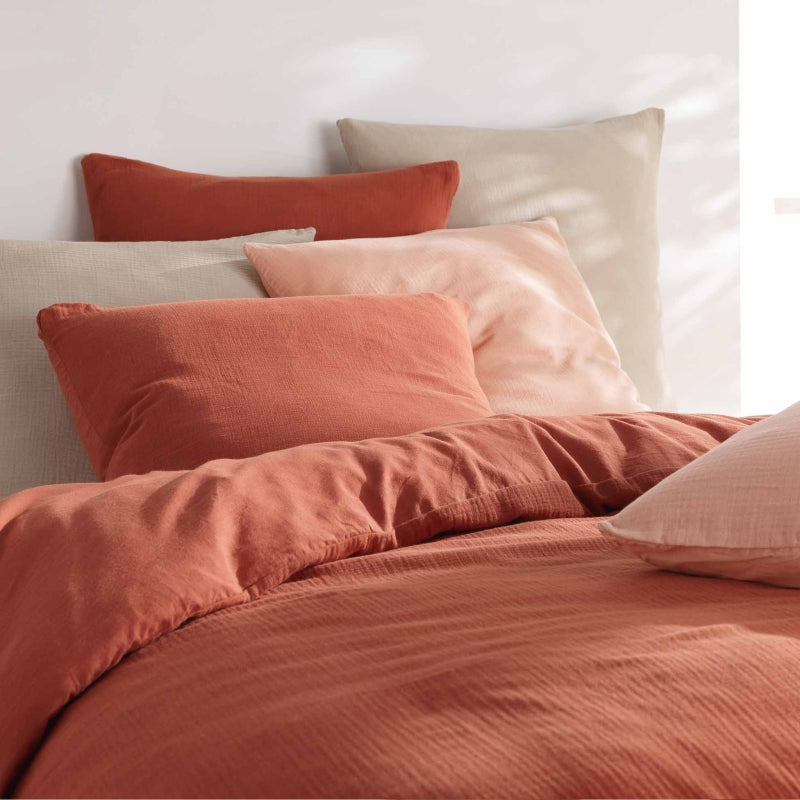 Parure de couette GUSTA gaze de coton sable 260x240 cm (3 pièces)