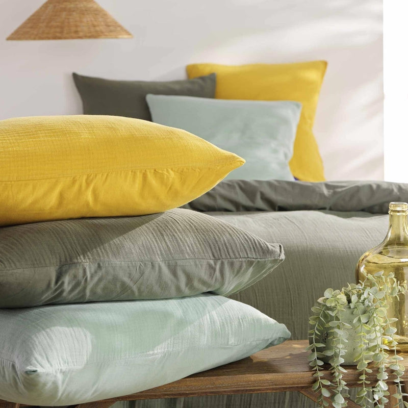 Parure de couette GUSTA gaze de coton sauge 240x220 cm (3 pièces)